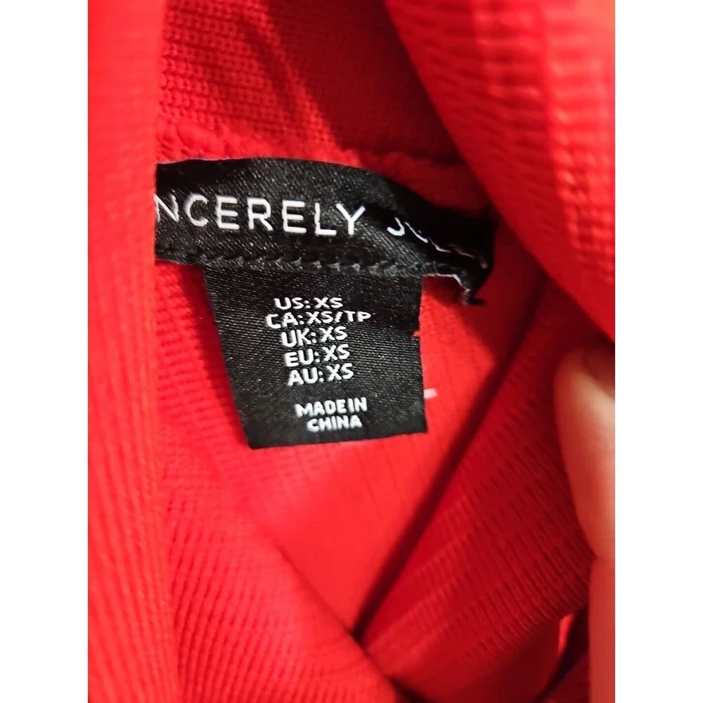 Sincerely Jules XS Red Stretch Knit Mini Bodycon Dress NWOT